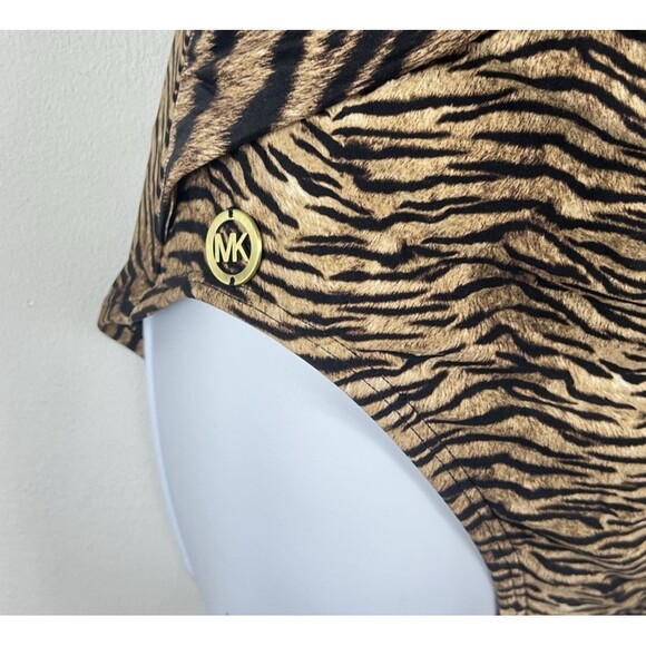 Michael Michael Kors Size 12 Animal Print Halter Ruched One Piece Swimsuit Logo - Picture 5 of 10